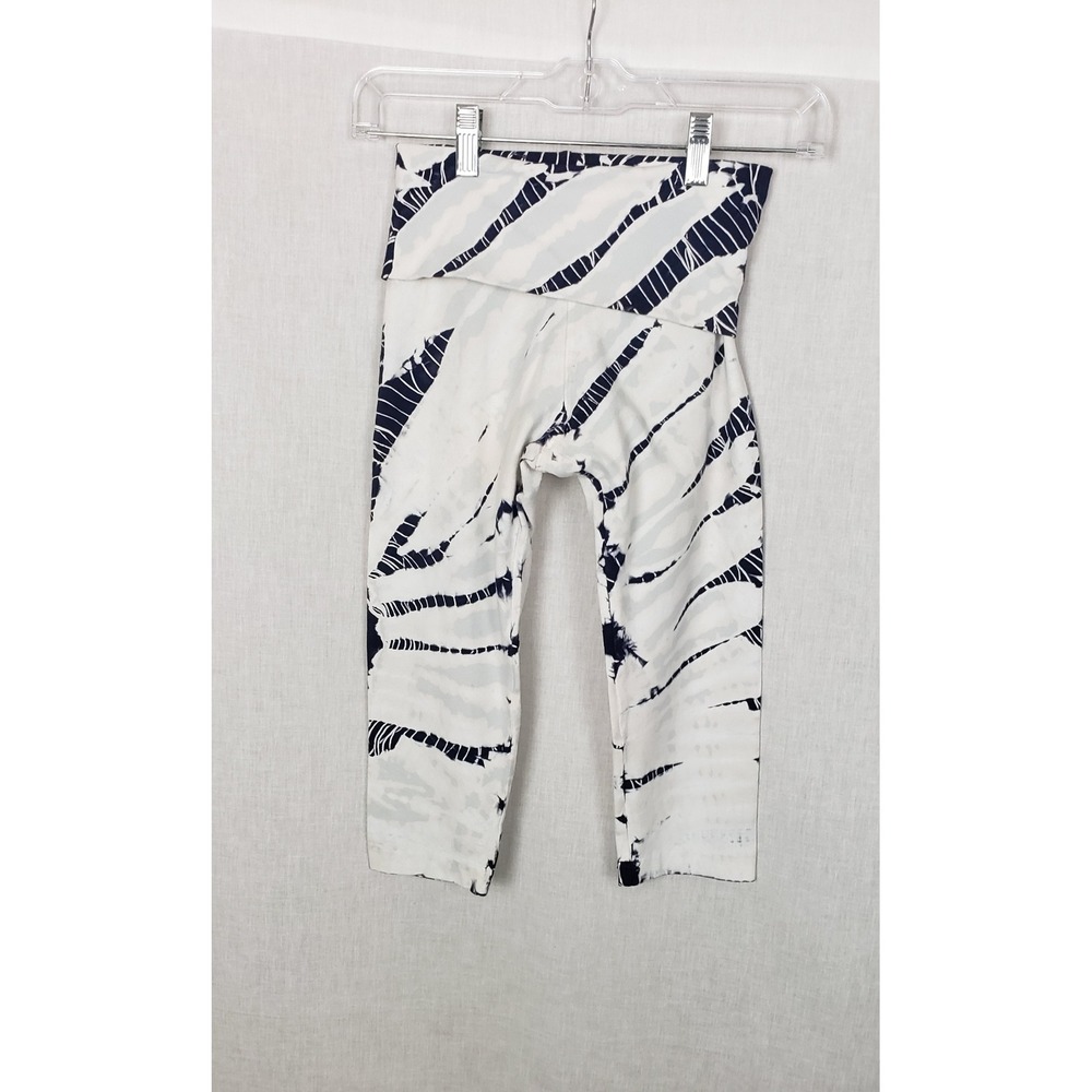 Hard Tail Forever XS Navy White Tie Dye Geo Cropped Leggings Athleisure USA